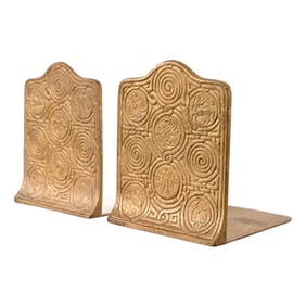 Tiffany Studios New York Bronze Doré Zodiac Bookends, Circa 1910