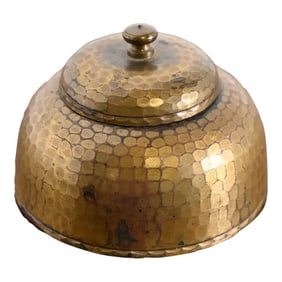 Roycroft Arts & Crafts Brass Finished Hammered Copper Inkwell