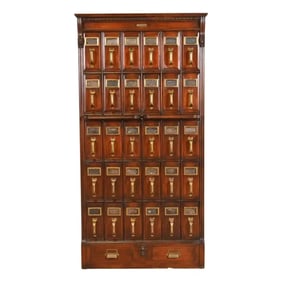 Antique Arts & Crafts Oak 30-Drawer File Cabinet, Circa 1900