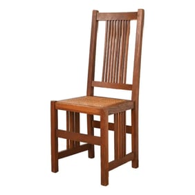 Gustav Stickley Antique Mission Oak Arts & Crafts Spindle Side Chair or Dining Chair, Circa 1900