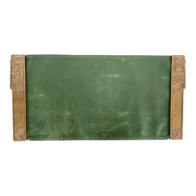 Tiffany Studios New York American Indian Bronze Doré Blotter Ends With Leather Desk Blotter