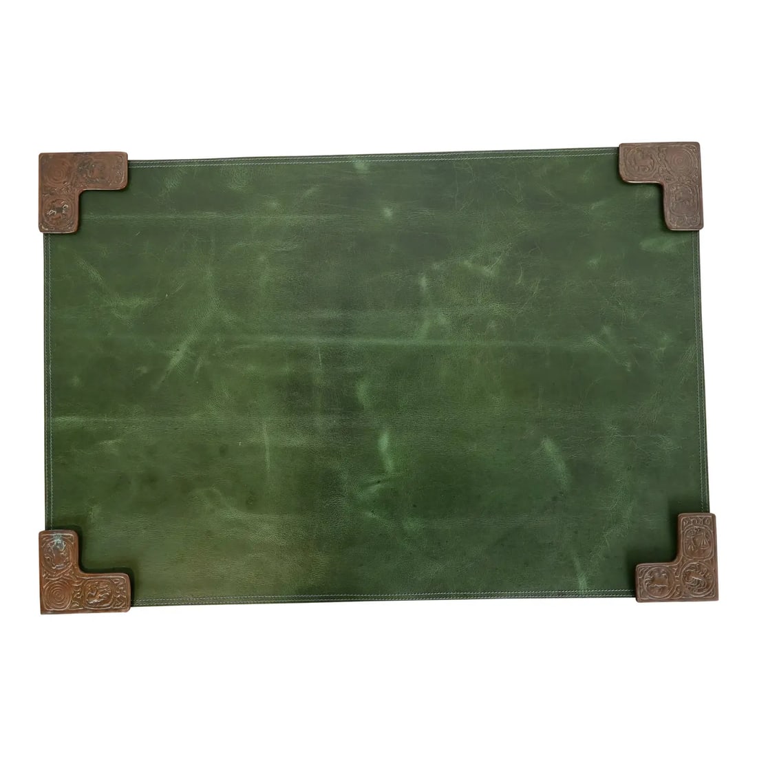 Tiffany Studios New York Zodiac Bronze Blotter Corners With Leather Desk Blotter (1 of 12)