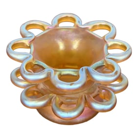 Louis Comfort Tiffany Favrile Iridescent Art Glass Flower Frog