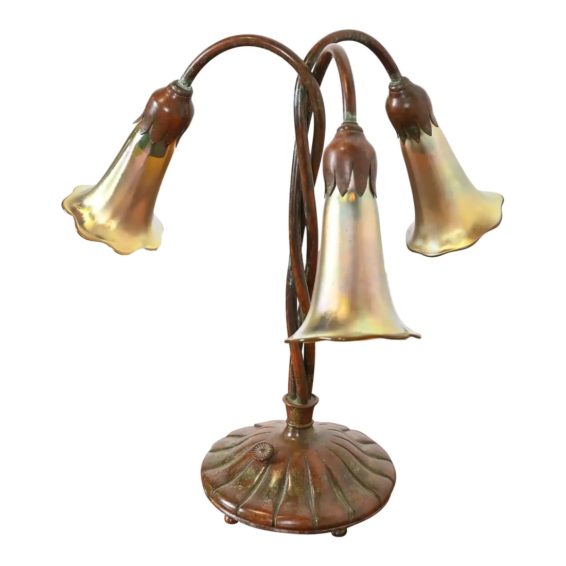 Tiffany Studios New York Bronze Three-Light Lily Table Lamp (1 of 12)