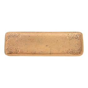 Tiffany Studios New York Zodiac Bronze Doré Pen Tray
