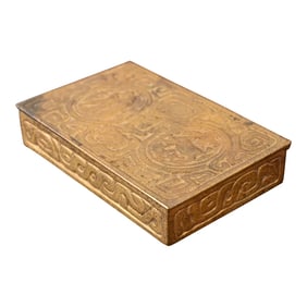 Tiffany Studios New York Art Deco Zodiac Bronze Doré Box