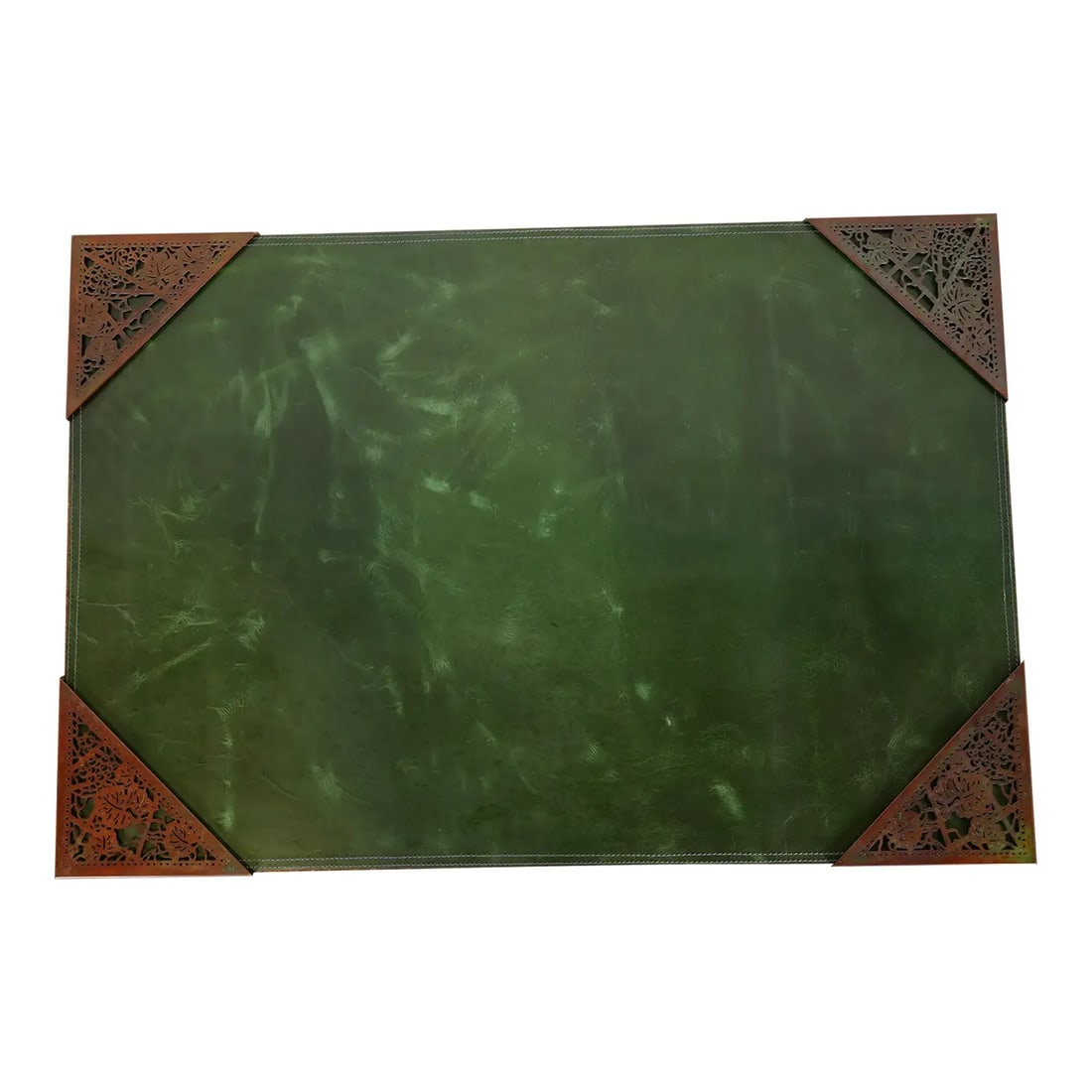 Tiffany Studios New York Grapevine Bronze Blotter Corners With Leather Desk Blotter (1 of 12)