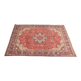 Vintage Hand-Woven Persian Heriz Room Size Wool Area Rug