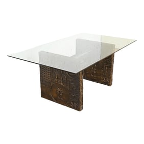Adrian Pearsall Mid-Century Modern Brutalist Glass Top Dining Table, 1960s
