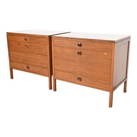 Edward Wormley for Dunbar Mid-Century Modern Walnut and Rosewood Three-Drawer Chests, 1960s