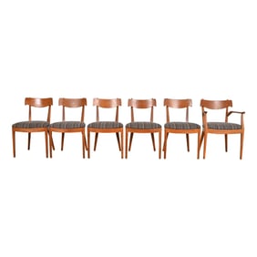 Kipp Stewart for Drexel Declaration Sculpted Walnut Dining Chairs, Set of Six