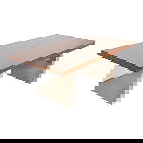 Milo Baughman for Thayer Coggin Mid-Century Modern Walnut and Chrome Dining Table, Newly Refinished: An exceptional Mid-Century Modern double pedestal dining table By Milo Baughman for Thayer Coggin USA, 1970s Stunning book-matched walnut top, with chrome slab pedestals. Measures: 78"W x 40"D x 28.25