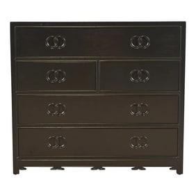 Michael Taylor for Baker Far East Collection Black Lacquered Dresser Chest, Newly Refinished
