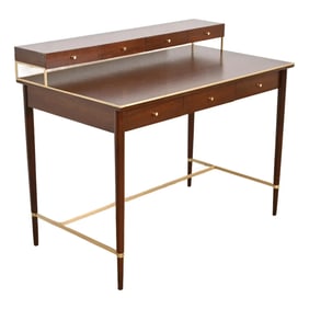 Paul McCobb Connoisseur Collection Mahogany and Brass Writing Desk, Newly Refinished