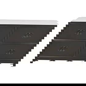 Michael Taylor for Baker Furniture Far East Collection Black Lacquered Dresser Chest: A stunning mid-century modern Hollywood Regency Chinoiserie four-drawer dresser, bachelor chest, or bedside chest By Michael Taylor for Baker Furniture, "Far East Collection" USA, 1960s Black lacquere