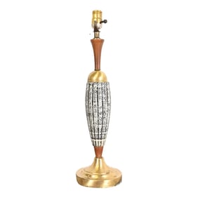 Mid-Century Danish Modern Teak and Brass Table Lamp