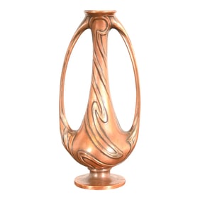 Antique Art Nouveau Double Handled Bronze Vase