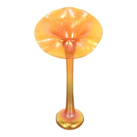 Lundberg Studios Jack in the Pulpit Large Flower Form Iridescent Art Glass Vase
