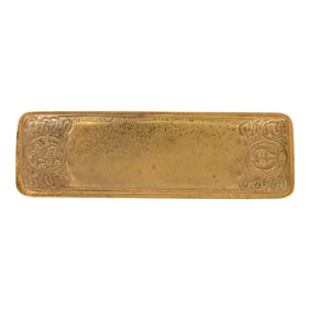 Tiffany Studios New York Zodiac Bronze Doré Pen Tray