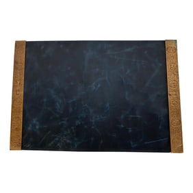 Tiffany Studios New York Zodiac Bronze Blotter Ends With Leather Desk Blotter