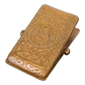 Tiffany Studios New York Zodiac Pattern Bronze Doré Large Paper Clip