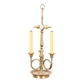 Ralph Lauren Style Regency Brass Candlestick Bouillotte Table Lamp