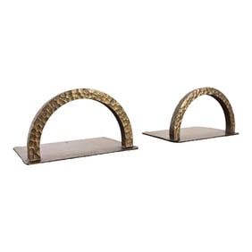 Roycroft Arts & Crafts Hammered Brass Over Copper Bookends, Circa 1920s