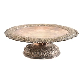 Tiffany & Co. Antique Victorian Repoussé Silverplate Compote Dish, Centerpiece, or Tazza