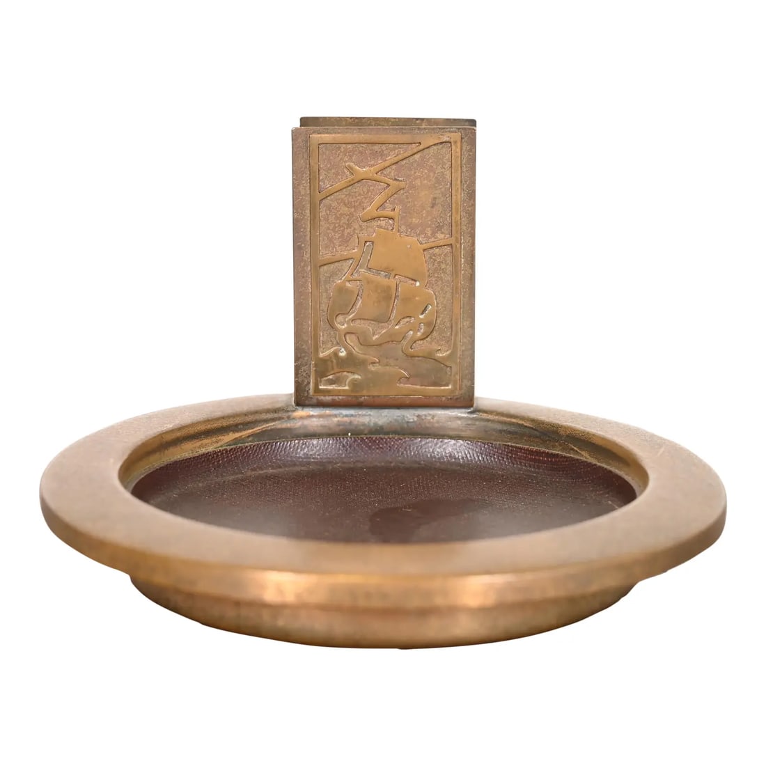 Silver Crest Arts & Crafts Nautical Bronze Ashtray With Match Box Holder (1 of 11)