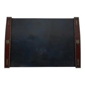 Tiffany Studios New York Heraldic Bronze Blotter Ends With Leather Desk Blotter