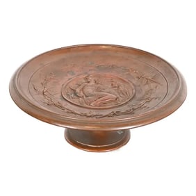 Tiffany & Co. Style Antique Victorian Patinated Copper Footed Centerpiece Bowl or Tazza