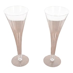 Tiffany & Co. Clear Crystal Trumpet Champagne Flutes, Pair