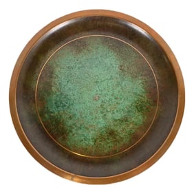 Carl Sorensen Art Deco Verdigris Bronze Large Charger Plate or Tray