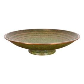 Carl Sorensen Art Deco Verdigris Bronze Footed Centerpiece Bowl or Fruit Bowl