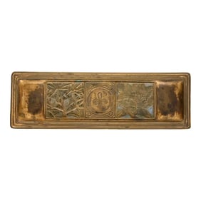 Tiffany Studios New York Bookmark Pattern Bronze Doré Pen Tray