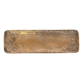 Tiffany Studios New York Zodiac Pattern Bronze Doré Pen Tray