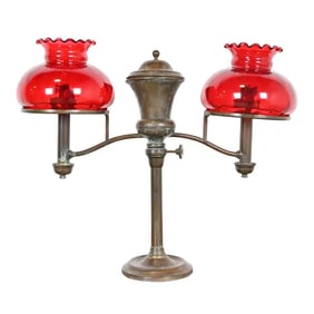 Tiffany & Co. Antique Bronze Argon Double Student Desk Lamp, Late 19th Century