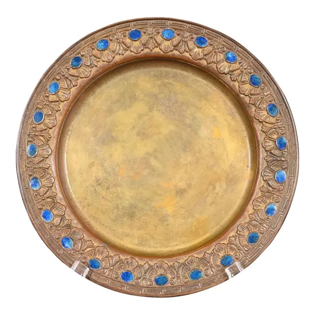 Louis Comfort Tiffany Furnaces Bronze Doré and Enamel Plate (1 of 10)