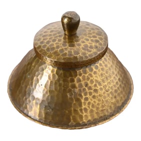 Roycroft Arts & Crafts Hammered Brass Over Copper Inkwell