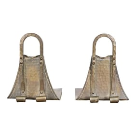 Roycroft Arts & Crafts Brass Finished Hammered Copper Bookends
