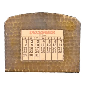 Roycroft Arts & Crafts Brass Finished Hammered Copper Desk Calendar Frame or Picture Frame