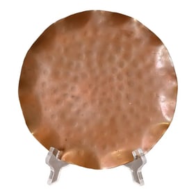 Roycroft Arts & Crafts Hammered Copper Plate or Catchall With Scalloped Edge