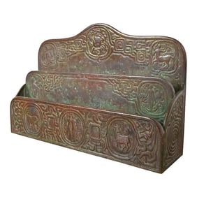 Tiffany Studios New York Zodiac Pattern Bronze Letter Rack