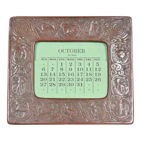 Tiffany Studios New York Zodiac Bronze Desk Calendar Holder or Picture Frame