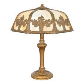 Antique Art Nouveau Slag Glass Table Lamp Attributed to Handel, Circa 1920s