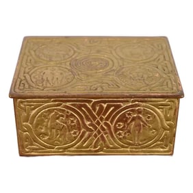 Tiffany Studios New York Zodiac Pattern Bronze Doré Box