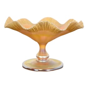 Louis Comfort Tiffany Favrile Iridescent Art Glass Footed Bowl or Compote Dish