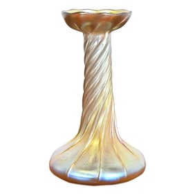 Louis Comfort Tiffany Favrile Iridescent Art Glass Candlestick