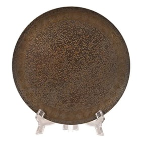 Tiffany Studios New York Bronze Footed Charger Plate or Tray With Greek Key Design