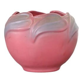 Van Briggle Arts & Crafts Floral Pink and Lavender Glazed Ceramic Vase, Early 20th Century